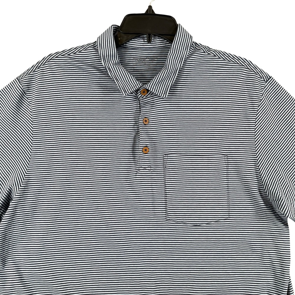 Patagonia Performance Polo Shirt Mens L Striped Pocket Short Sleeve Casual